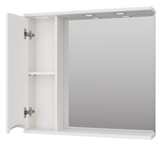 Зеркальный шкаф с подсветкой Misty Атлантик левый 80см белый